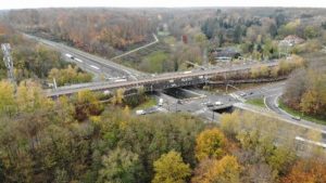 De ring rond Brussel en spoorweg bij de Groenendaallaan